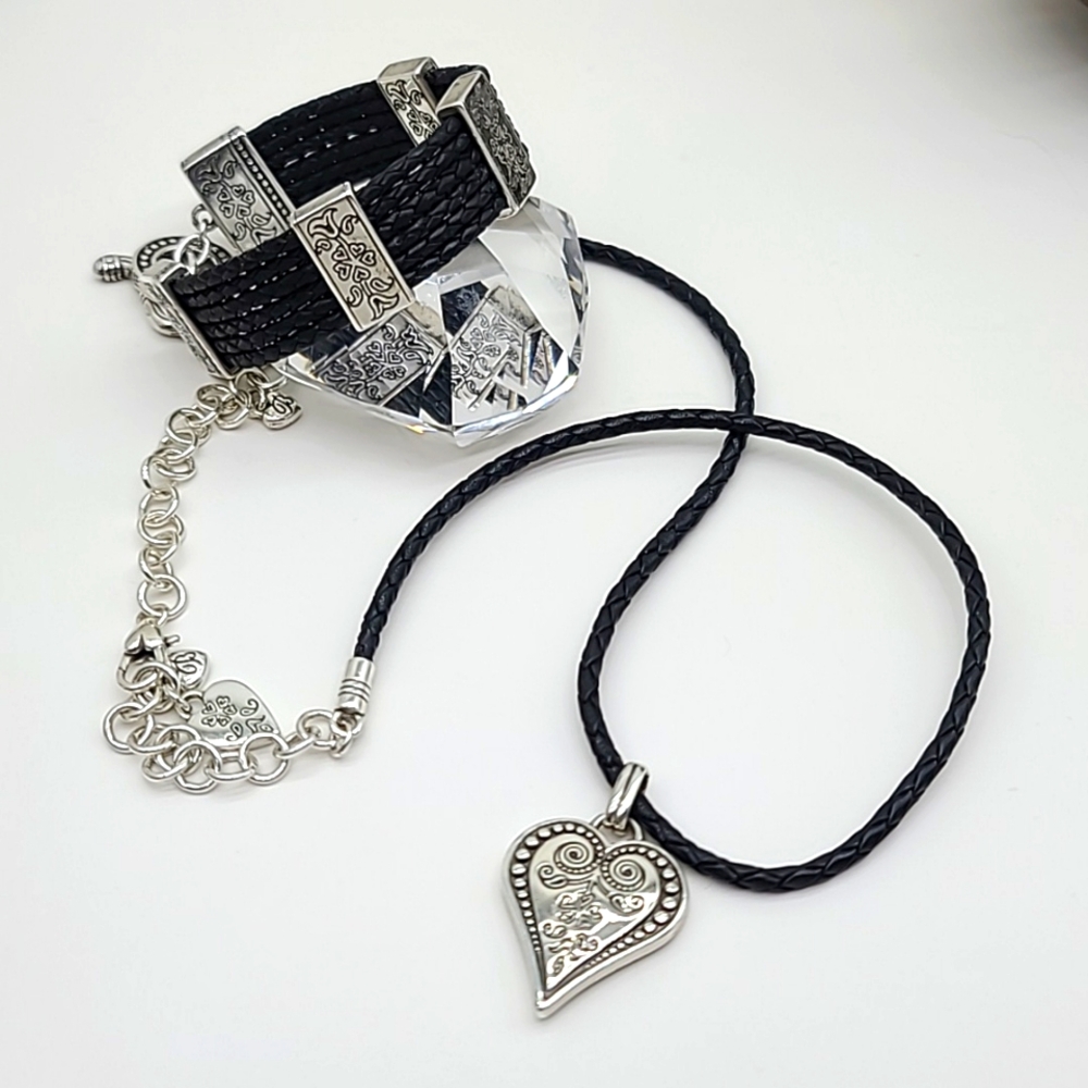 Brighton Retired "OPHELIA" Corded Heart Pendant & Matching Toggle Bracelet!